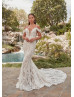 Detachable Sleeves Ivory Lace Tulle Bohemian Wedding Dress